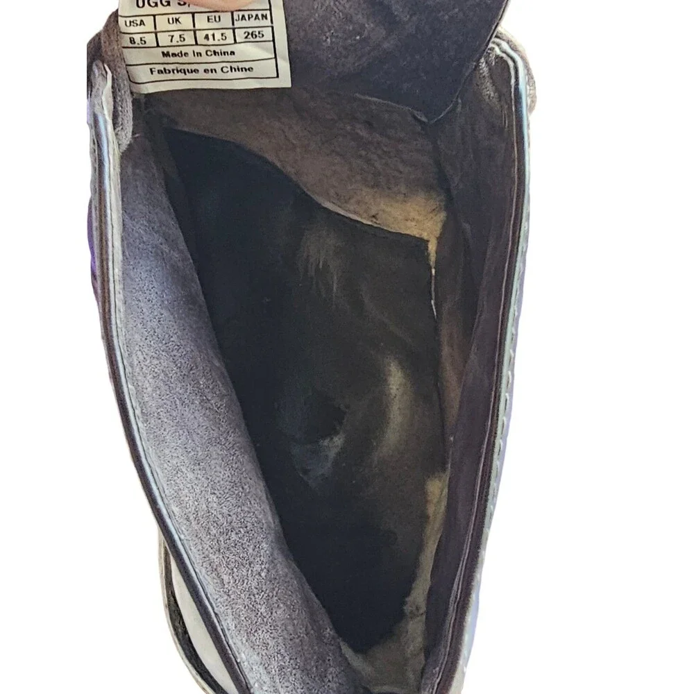 UGG Size 8.5 Leighton Brown Soft Leather Chukka Boots Sherpa Heel Men's S/N 3275